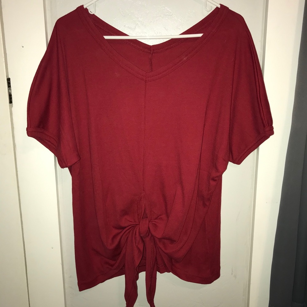 Red V-Neck Blouse
